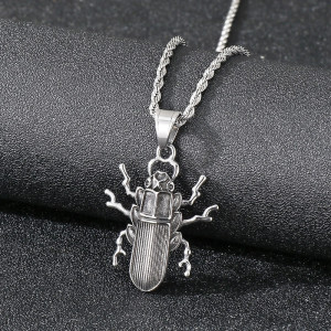 Raw Silver Scarab Beetle Necklace | Modern Symbolic Jewelry Gift