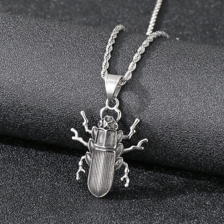Raw Silver Scarab Beetle Necklace | Modern Symbolic Jewelry Gift