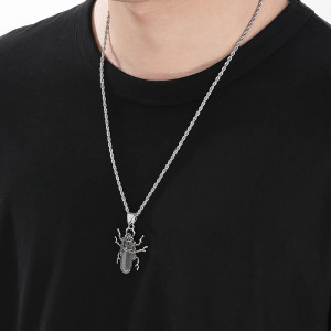 Raw Silver Scarab Beetle Necklace | Modern Symbolic Jewelry Gift