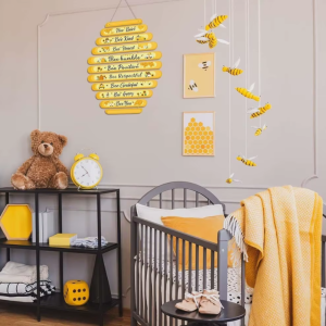 Happy Hive Rules Bee Wall Art | Unique Wooden Decor Gift
