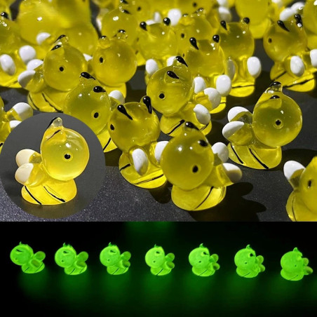 Glow in the Dark Bee Figurines (50 Pcs) | Cute DIY Decor