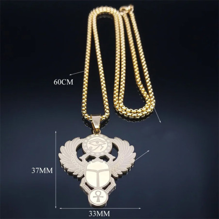 Ankh Scarab Necklace – Symbolic Egyptian Stainless Steel Pendant