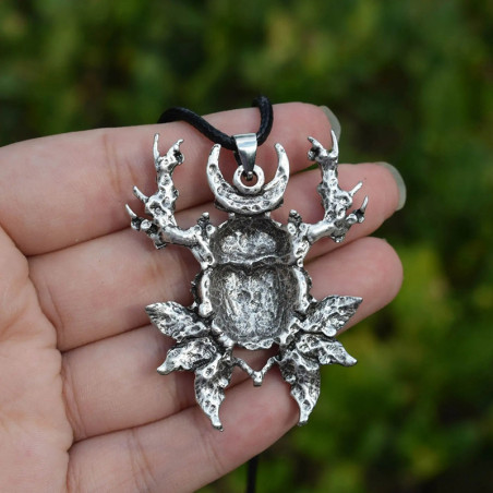 Mystic Scarab Beetle Necklace | Moon, Leaf & Star Pendant