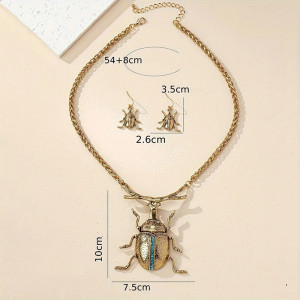 Unique Gold Scarab Necklace & Earrings Set | Royal Elegance