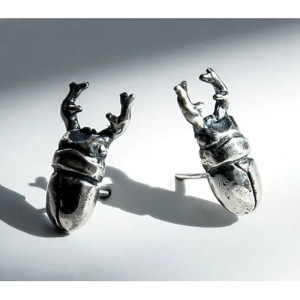 Unique Titan Beetle Earrings | Antique Silver Brutalist Jewelry