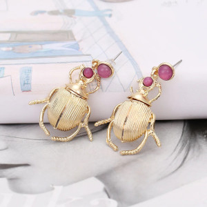 Royal Ruby Scarab Earrings – Gold Jewelry & Mystic Stone