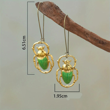 Enchanted Emerald Scarab Earrings – Green & Gold Nature Jewelry