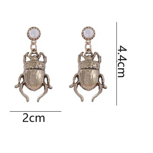 Gold Scarab Beetle Earrings with Pearl | Vintage Egyptian Jewelry