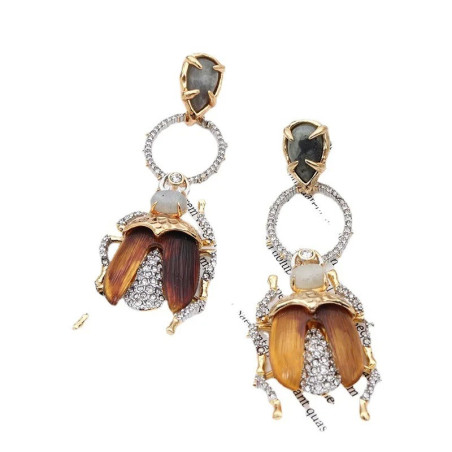 Baroque Crystal Beetle Earrings | Unique Nature Jewelry Gift