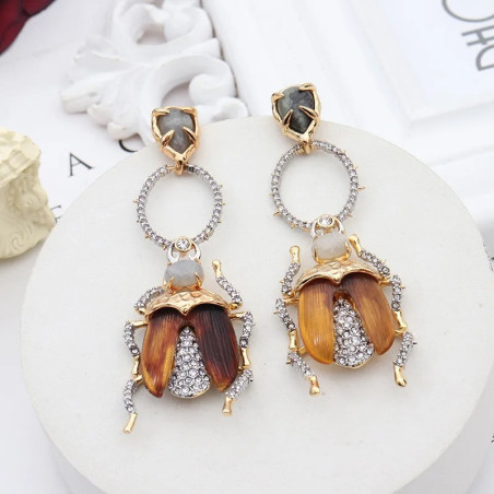 Baroque Crystal Beetle Earrings | Unique Nature Jewelry Gift