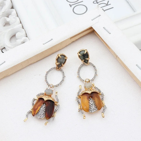 Baroque Crystal Beetle Earrings | Unique Nature Jewelry Gift