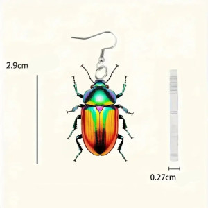 Tropical Rainbow Beetle Earrings | Unique Iridescent Jewelry