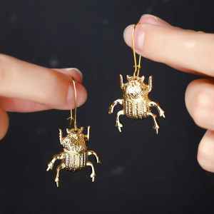 Majestic Gold Scarab Earrings | Unique Symbolic Jewelry Gift
