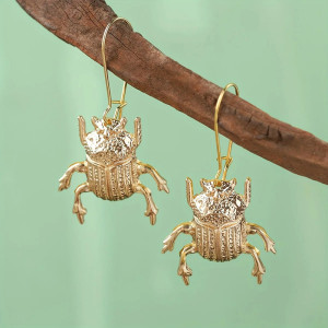 Majestic Gold Scarab Earrings | Unique Symbolic Jewelry Gift