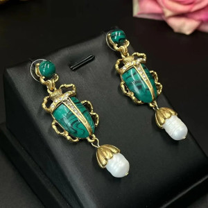 Royal Blue Scarab Earrings | Unique Vintage Gift for Women