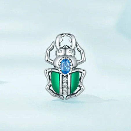 Mystic Azure Scarab Beetle Charm 925 Silver – Elegant Gift
