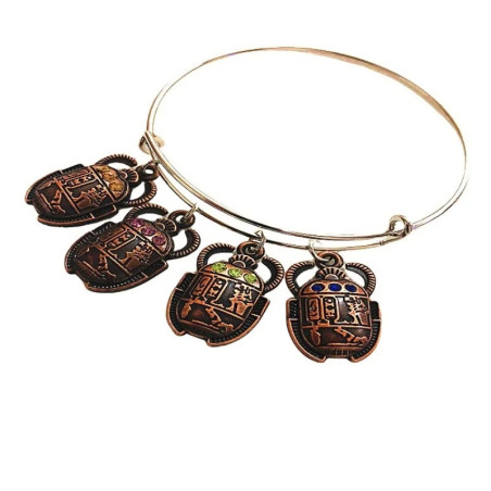Vintage Egyptian Scarab Charm Bracelet | Unique Spiritual Gift
