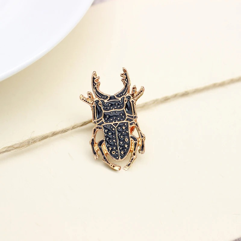 Imperial Black Scarab Beetle Brooch – Unique Enamel Pin Gift