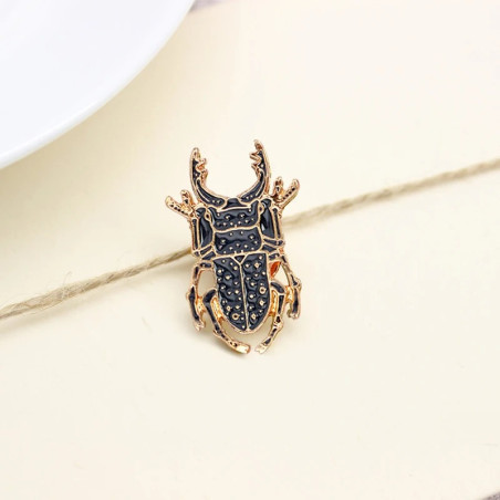 Imperial Black Scarab Beetle Brooch – Unique Enamel Pin Gift