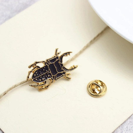 Imperial Black Scarab Beetle Brooch – Unique Enamel Pin Gift