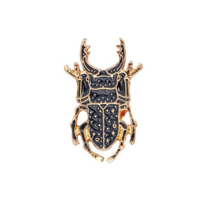 Imperial Black Scarab Beetle Brooch – Unique Enamel Pin Gift