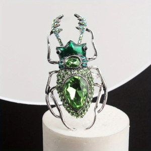 Emerald Scarab Brooch | Unique Green Beetle Pin Gift for Women