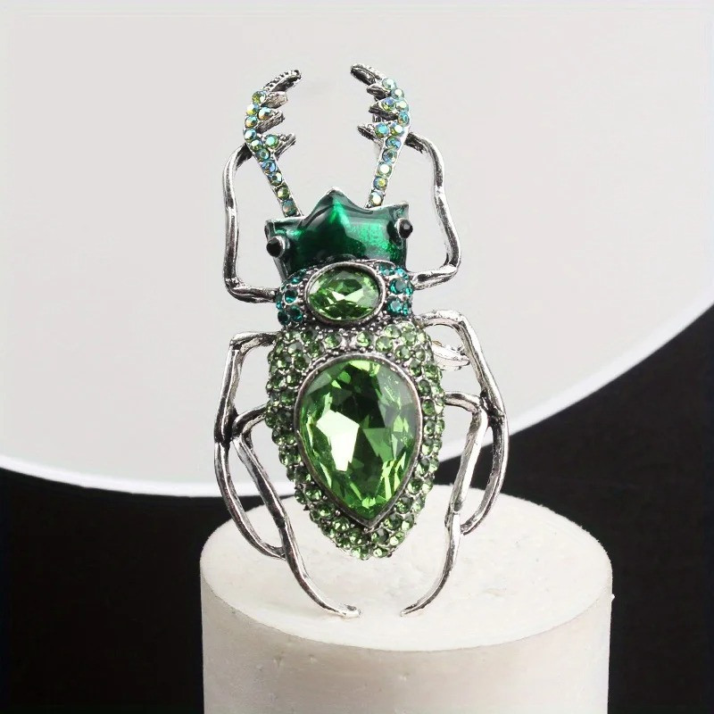 Emerald Scarab Brooch | Unique Green Beetle Pin Gift for Women