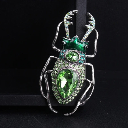 Emerald Scarab Brooch | Unique Green Beetle Pin Gift for Women