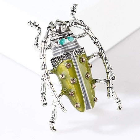Vintage Pistachio Beetle Brooch | Cute Green Insect Pin Gift