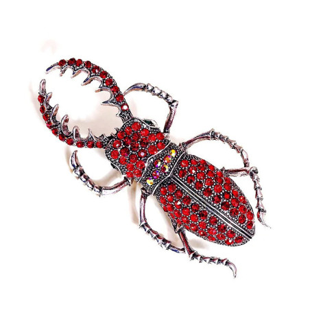 Ruby Scarab Beetle Brooch | Vintage Insect Jewelry Pin