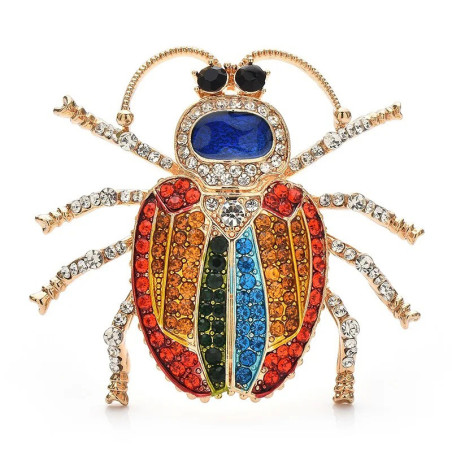 Rainbow Crystal Beetle Brooch | Unique Insect Jewelry Gift