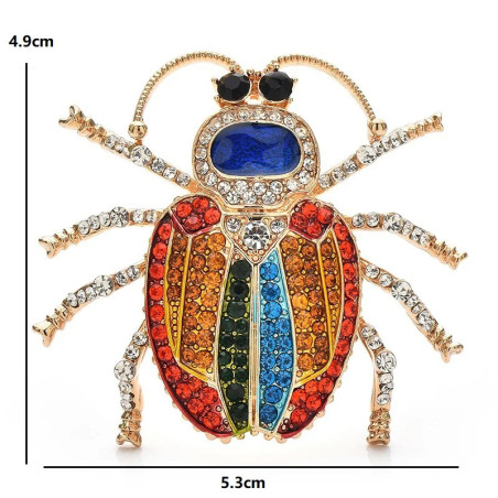 Rainbow Crystal Beetle Brooch | Unique Insect Jewelry Gift