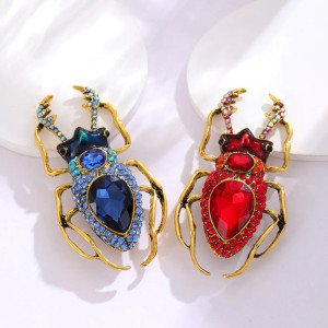 Royal Gem Beetle Brooch – Gold Ruby or Sapphire Jewelry Gift