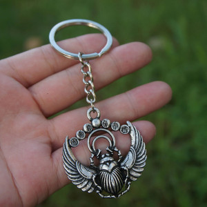 Moon Scarab Keychain | Unique Celestial Jewelry Gift for Women