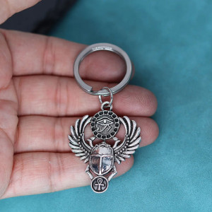 Egyptian Scarab Keychain | Unique Ankh & Eye Amulet Gift