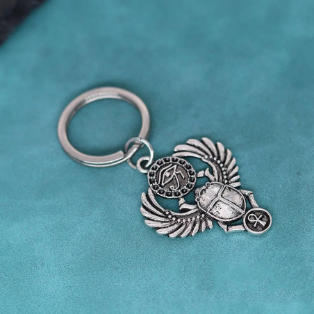 Egyptian Scarab Keychain | Unique Ankh & Eye Amulet Gift