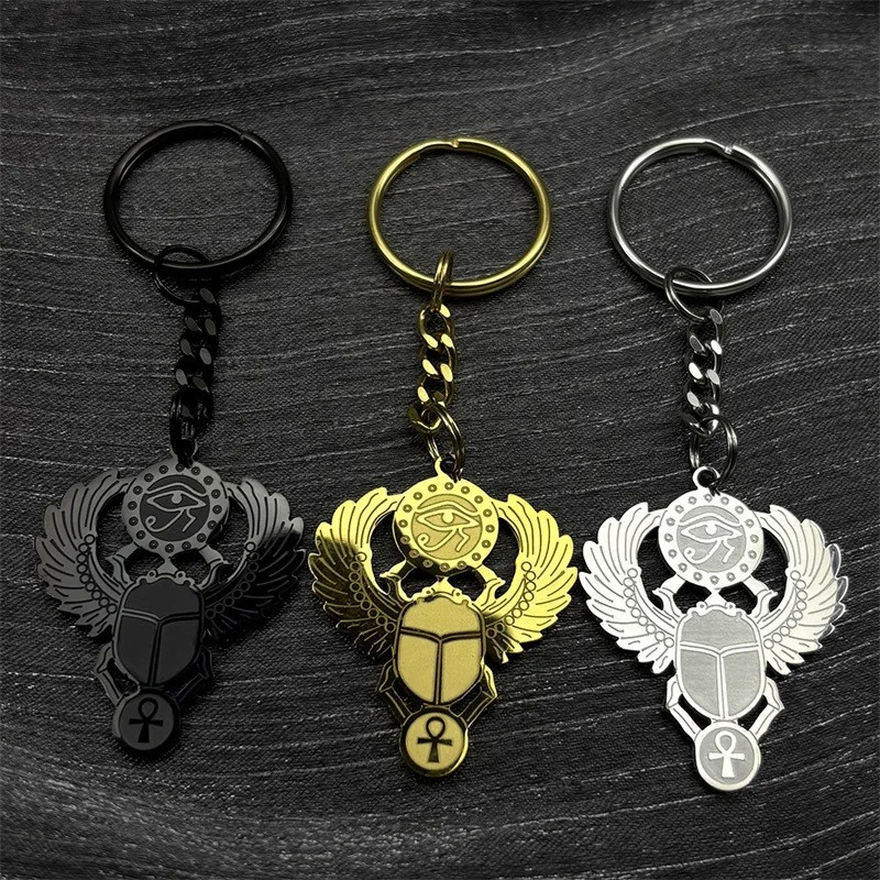 Divine Trinity Scarab Keychain – Egyptian Talisman in 3 Colors