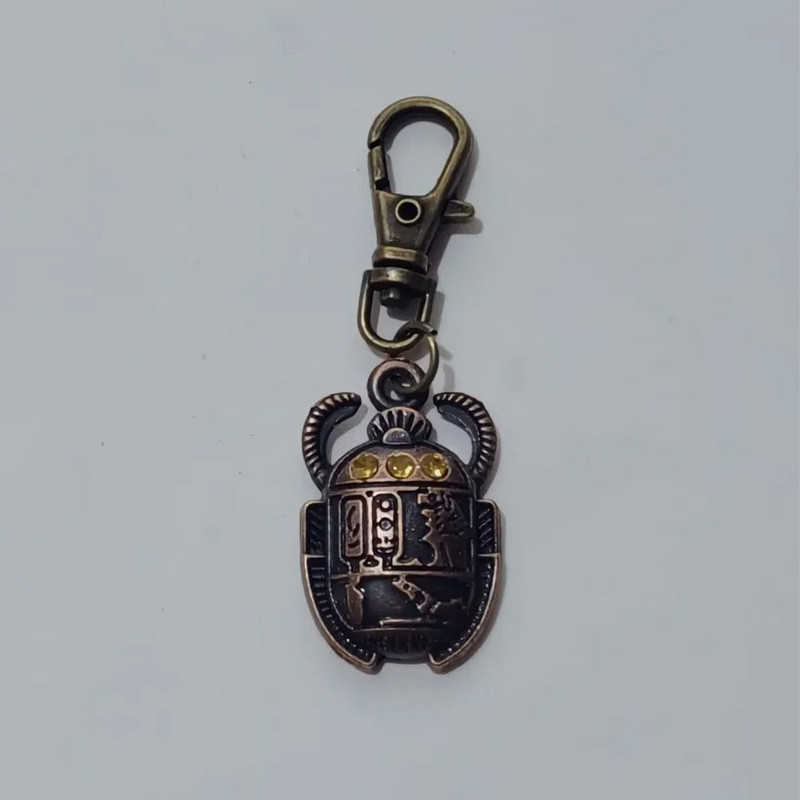 Vintage Solis Scarab Keychain | Egyptian Hieroglyphs & Sun