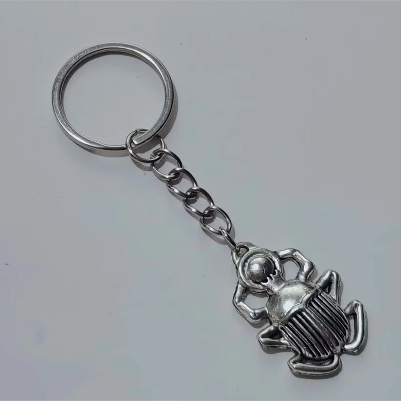 Antique Silver Scarab Keychain | Unique Egyptian Talisman Gift