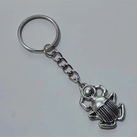 Antique Silver Scarab Keychain | Unique Egyptian Talisman Gift
