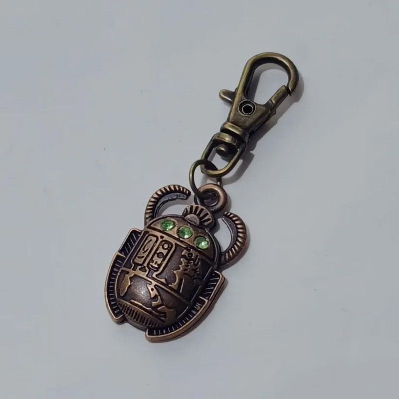 Antique Emerald Scarab Keychain | Unique Egyptian Hieroglyph Gift