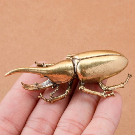 Vintage "Royal Defender" Beetle Figurine – Noble Golden Brass