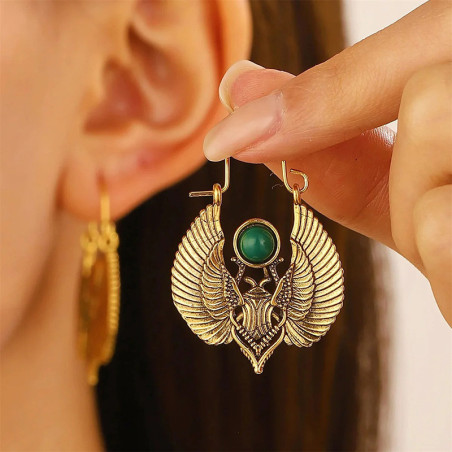 Egyptian Scarab Earrings - "Pharaonic Glow" Vintage Jewelry