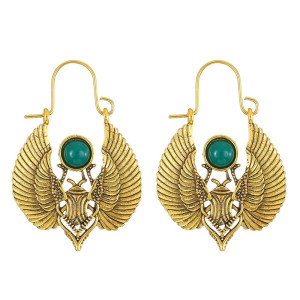 Egyptian Scarab Earrings - "Pharaonic Glow" Vintage Jewelry