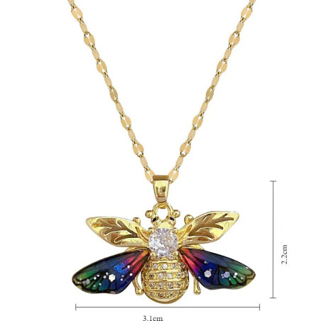 Aurora Wings Bee Necklace - Unique Gold Multicolor Jewelry