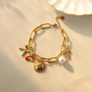 Cute Solar Bee Charm Bracelet | Unique Gold Bee Jewelry Gift