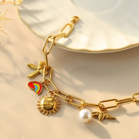 Cute Solar Bee Charm Bracelet | Unique Gold Bee Jewelry Gift