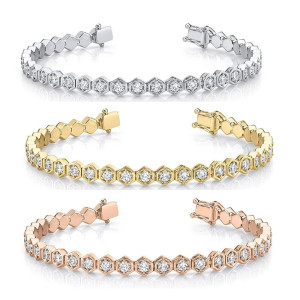 Sparkling Honeycomb Bee Bracelet | Gold, Rose Gold & Silver