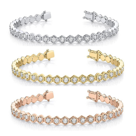 Sparkling Honeycomb Bee Bracelet | Gold, Rose Gold & Silver
