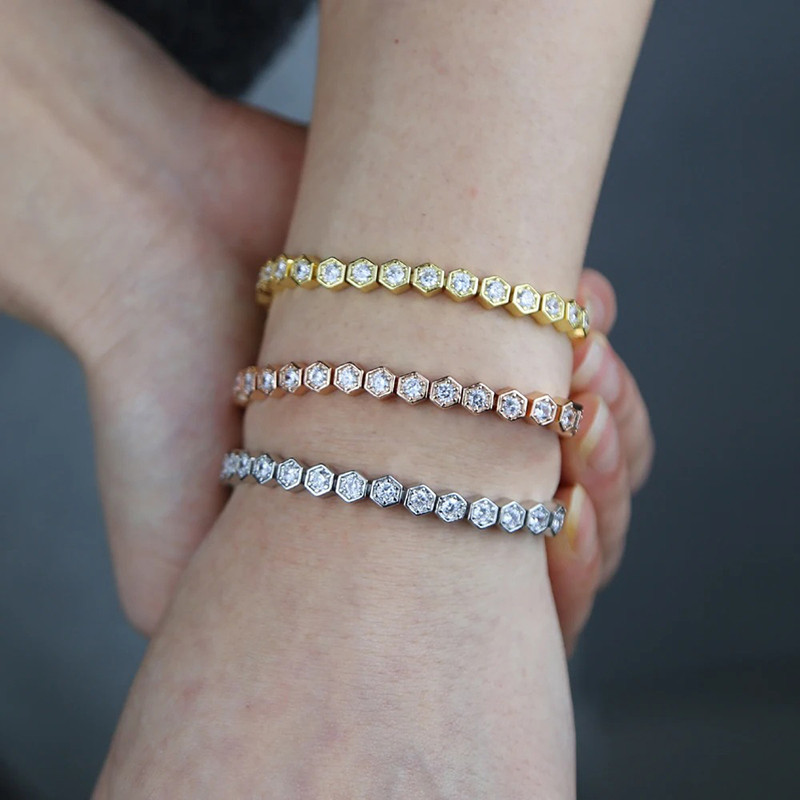 Sparkling Honeycomb Bee Bracelet | Gold, Rose Gold & Silver